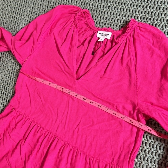Caralynmirand Pink Shift Mini Dress XS Loose Fit Long Sleeve V-Neck A-Line - Picture 5 of 9